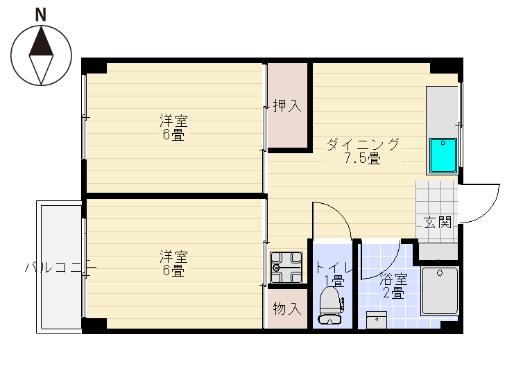 2DK間取り図 2DK間取り図